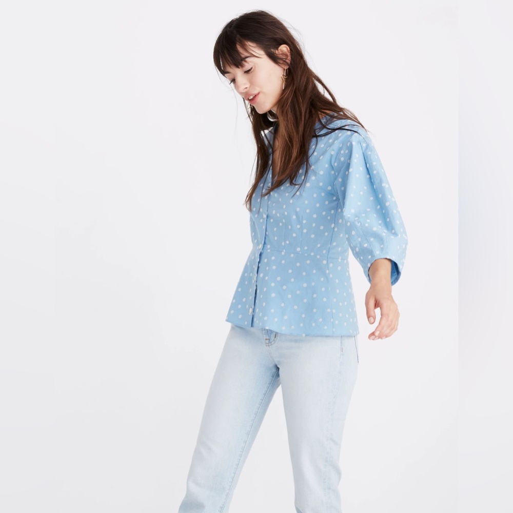 Madewell Florentine Peplum Top in Inkspot Dots